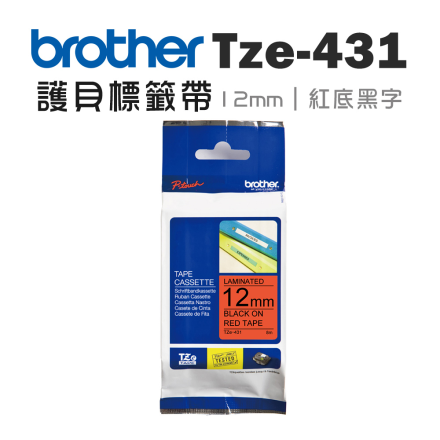 Brother TZe-431 護貝標籤帶 (12mm 紅底黑字) 