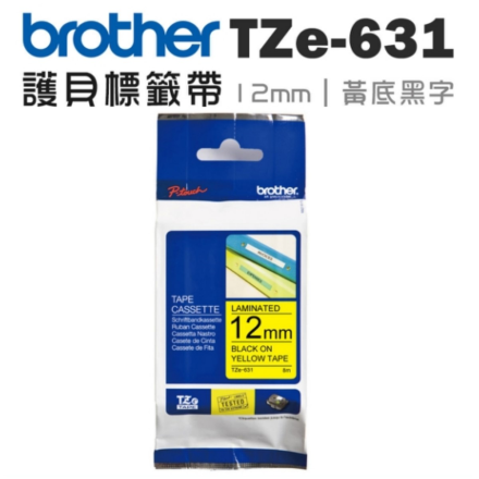 Brother TZe-631 護貝標籤帶 (12mm 黃底黑字) 